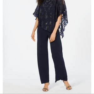 Connected apparel NAVY Asymmetrical Jumpsuit NWT